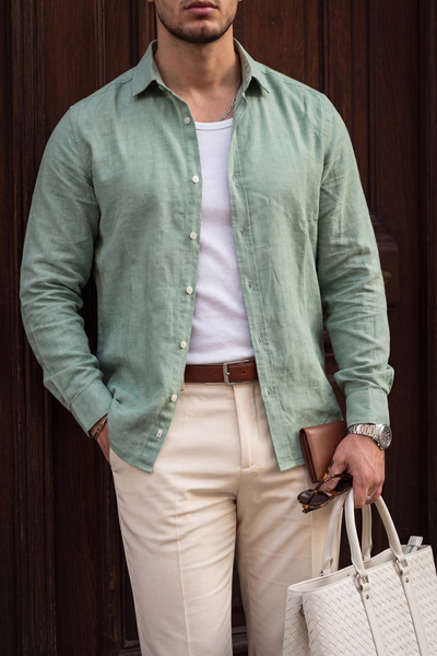 Teenage Millionaire Men's Arturo Mint Colored Soft Textured Gabardine Look Lo...