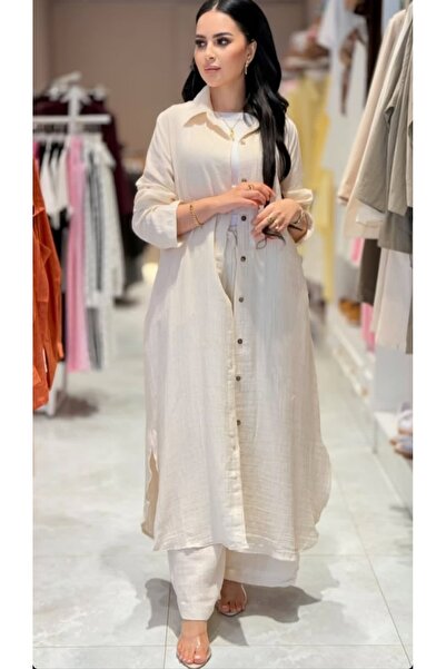 QUAWEAR Shirt with Side Slits, Long Tunic with Side Pockets, Elastic Waist Pa...