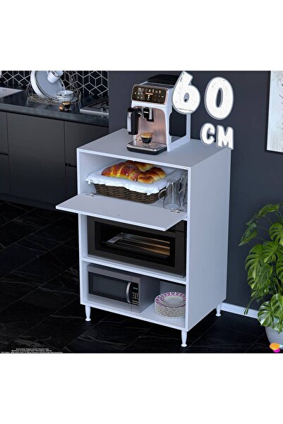 Modilayn Silva 60x119,2x48 cm Kapaklı Mikrodalga ve Midi Fırın Standı - 3 Böl...