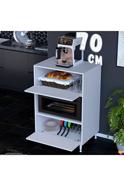 Modilayn Silva 70x119,2x48 cm Kapaklı Mikrodalga ve Midi Fırın Standı - 3 Böl...