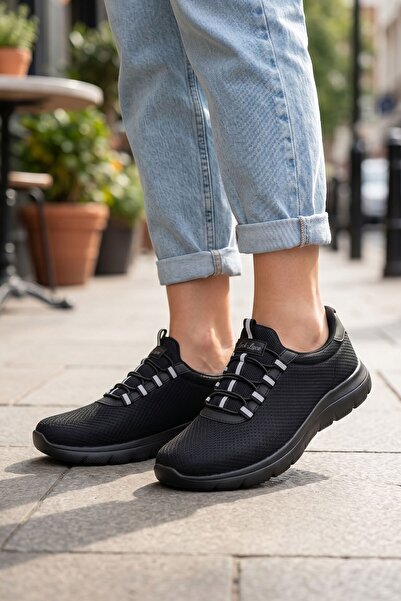 Rugmood Black Unisex Summer Sports Shoes Breathable Mesh Sneaker