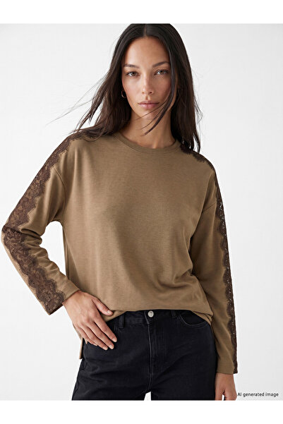 LC Waikiki Brown Lace Detailed Soft Touch Women's Tunic