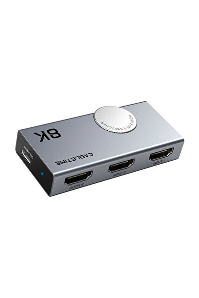 Cabletime Διακόπτης HDMI CT-HS8K2-AG, 2 σε 1, 8K/60Hz, 4K/120Hz, γκρι