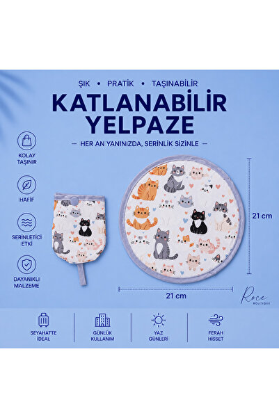 RoseCo00 Katlanabilir Kolay Taşınabilir Çıtçıtlı Yuvarlak Anahtarlık Yelpaze ...