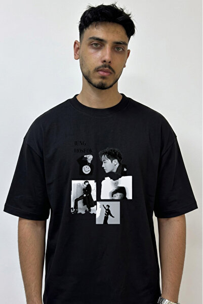 Anetos Jung Hoseok Design Printed Oversize Black T-Shirt