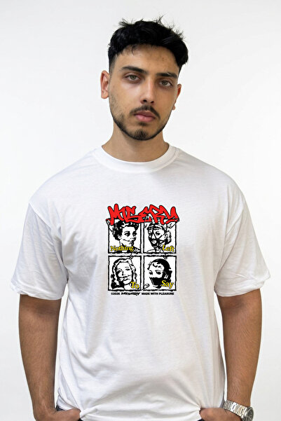 Anetos Misery Punk Design Printed Oversize White T-Shirt