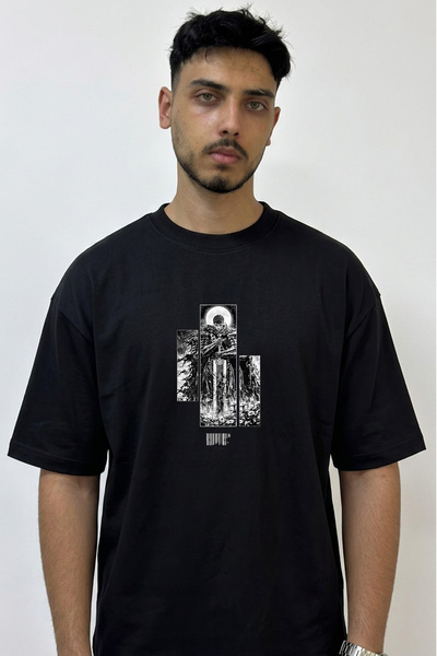 Anetos Guts Berserk_16 Design Printed Oversize Black T-Shirt
