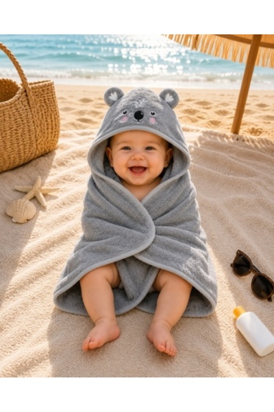 Superbaby Prosop cu glugă pentru copii și bebeluși Gri – Model Koala - Moale ...