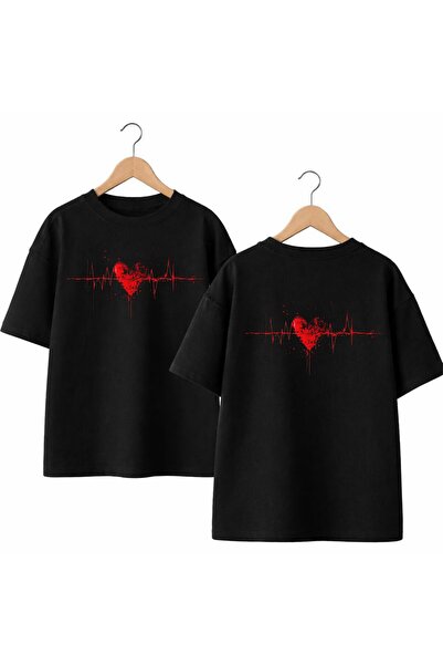 playwear Rhythm Line Heart Printed on the Back and Front Chest, 100% Cotton O...