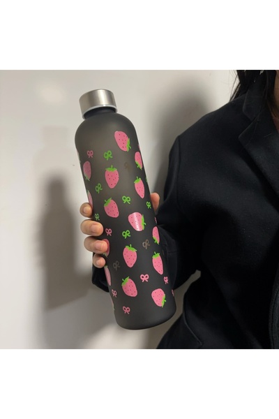 choice2 1.0L black 1000ml (33.81fl oz) Strawberry Pattern Water Bottle - Port...