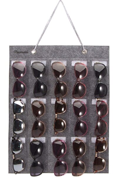 Arabest Wall Mounted Sunglasses Storage Organizer,15 Slot Felt Eyewear Displa...