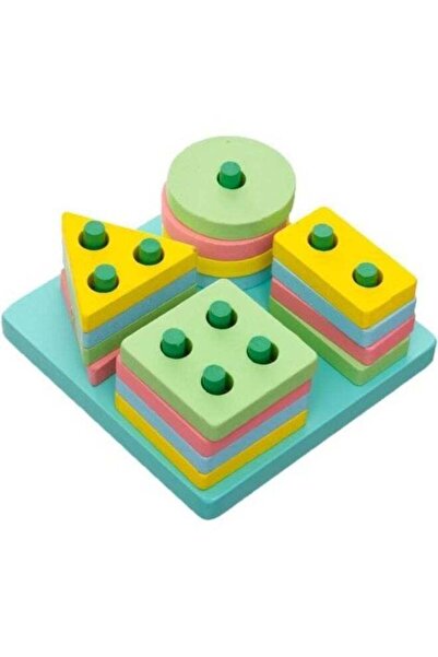 Toybox مجموعة ألعاب مكعبات خشبية تعليمية للأطفال، 17 قطعة، متعددة الألوان
