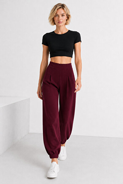 EDZ Pantaloni balon de damă, bordo, din Lycra integrală, cu talie elastică, l...