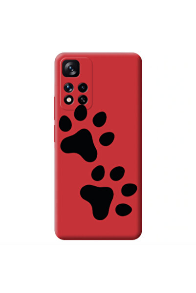 Other Xiaomi Redmi Note 11 Pro 5G Paws Red Colored Silicone TPU Θήκη