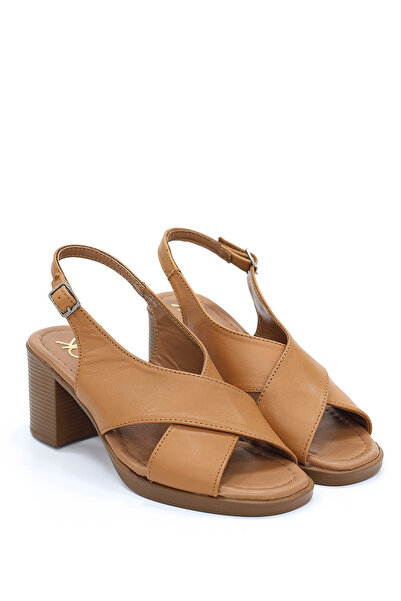 kajal ayakkabı As107 Adjustable Heeled Sandals with Cross Strap Detail