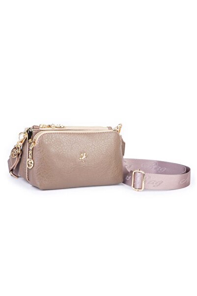 Nas Bag Mini Boy Kadın 3 Gözlü Çapraz Çanta (en 18 cm ;boy 11 cm ) Vizon Vict...