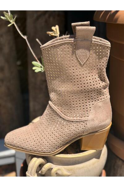 POTEEN Handy Women's Western Cowboy Heeled Suede Laser Cut Perforated Summer ...
