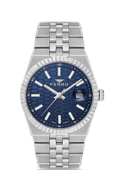 FERRO Silver Steel Cord Men's Wristwatch Fm40177A-A3 Functions Active Waterpr...