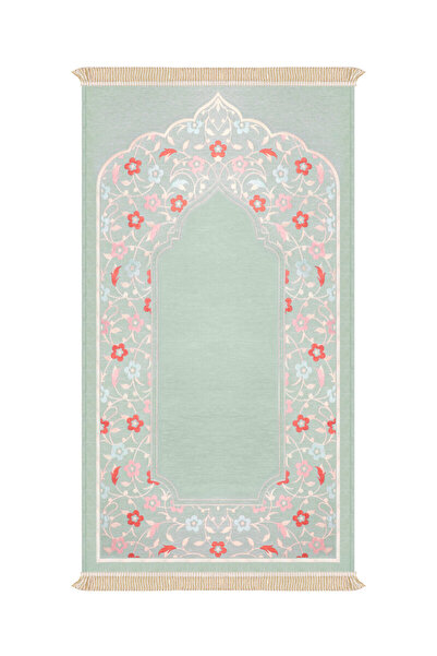 Bursa İpek Water Green Soft Pattern Embossed Special Woven Prayer Mat