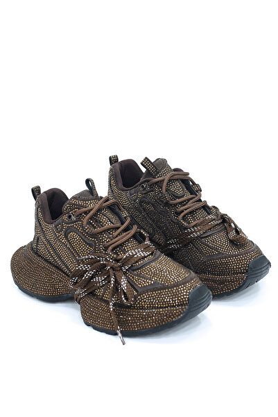 kajal ayakkabı PRN 131-3 Stone-Embellished Lace-Up Sneakers
