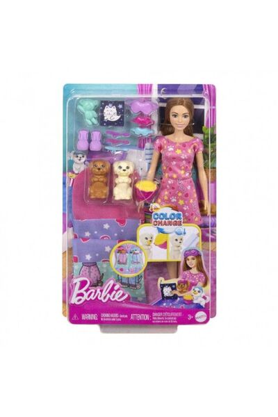 mattel Μπάρμπι Σετ Παιχνιδιού για Πάρτι Κοινωνίας με Κούκλα και Κουτάβια (HXN01)
