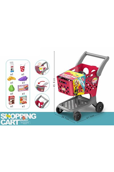 Blue Toys Παιδικό Καρότσι Αγορών Σούπερ Μάρκετ με Τρόφιμα (MKU104576)