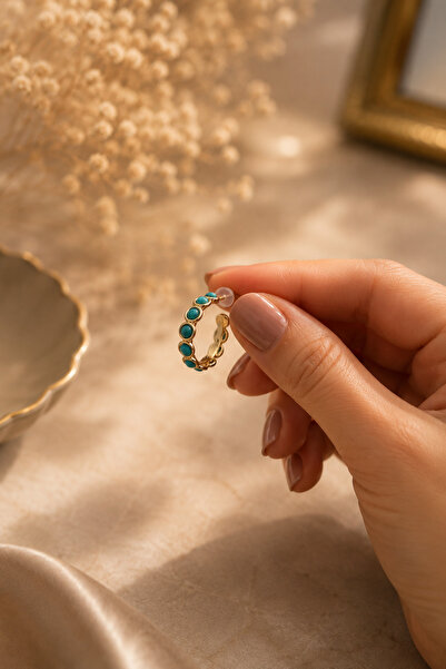 Sevil Gülgün Atelier Turquoise Stone Gold Hoop Earrings – Waterway / Vintage ...