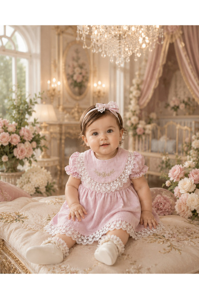 BABYGOLD Papatya Rüyası Çiçek Nakışlı Vintage Dantelli Krem Kız Bebek Müslin ...