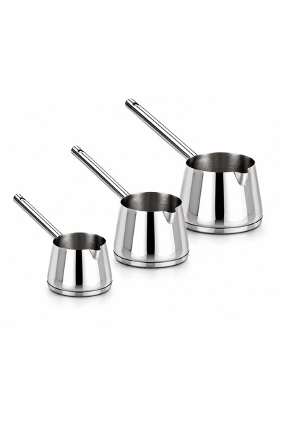 Aşkana 3-Piece Stainless Steel Coffee Pot Set, Thermal Capsule Base, Pipe Han...