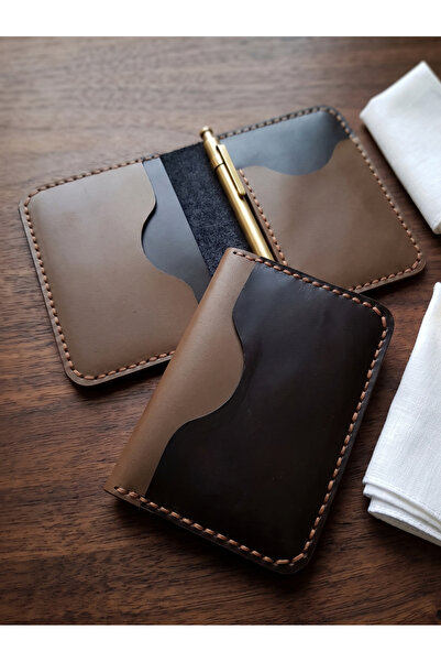 LUNA LUSTER Genuine Leather 6-Compartment Brown Minimalist Card Holder & Wall...