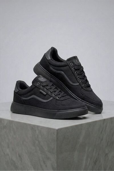 GT Ayakkabı 6.5 cm Height Increasing Hidden Heel Black Linen Men's Sports Sho...