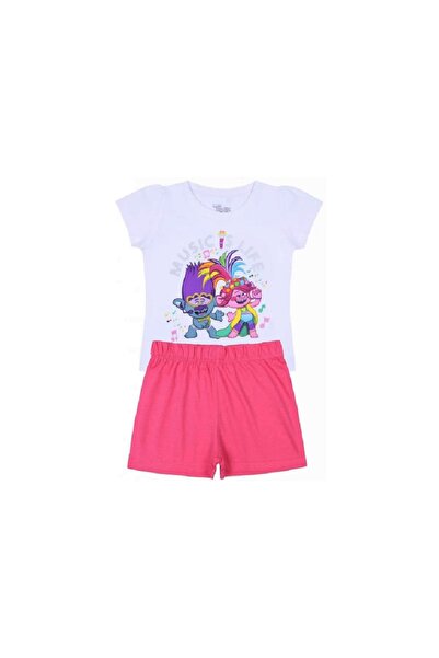 Trolls Pijama vara Music is Life, alb-roz, copii 3-8 ani