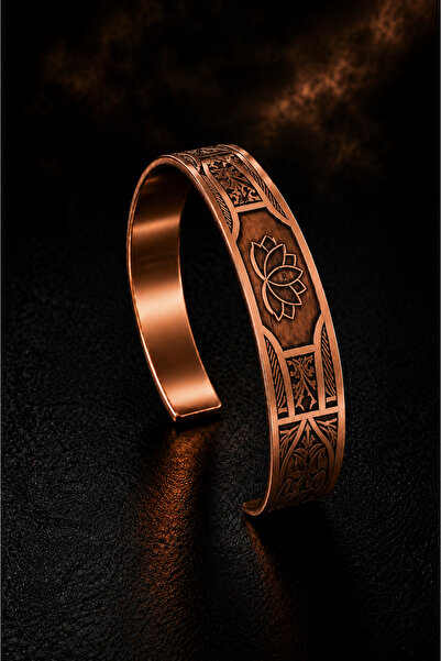 İyyaKee Lotus Flower of Life Embroidered Copper Bracelet Authentic Handcrafte...