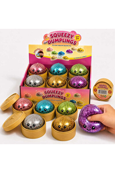 CASA JOY Jucărie Squishy Gălușcă 10 cm, cu bile și sclipici metalic, antistre...