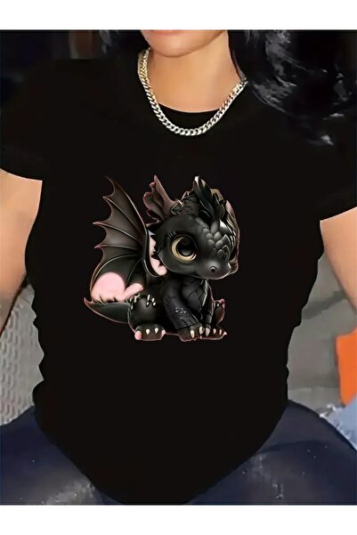 1001 Line A Cozy T-Shirt Featuring an Adorable Dragon Print, Perfect Lounging...
