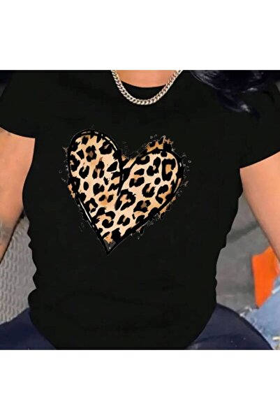 1001moda تي شيرت نسائي مريح برقبة دائرية، قطن مخلوط، أكمام قصيرة، ناعم ومسامي...