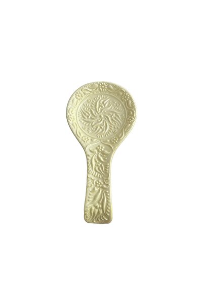 Zeem Handmade Ceramic El Yapımı Seramik Limon Sarı Kaşıklık Lale Desenli Kepç...
