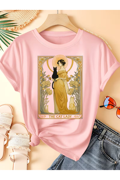 l'eivor The Cat Lady Printed Women's Cotton T-Shirt