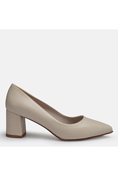 37Numara Large size stiletto thick heel 41-42-43-44-beige leather
