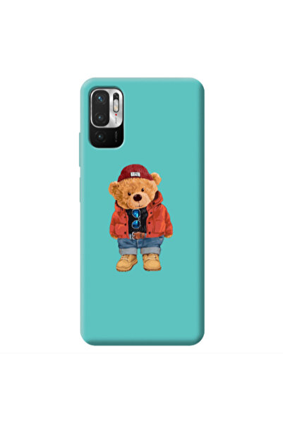 Other Xiaomi Redmi Note 10 Pro 5G Bear in a hat Turquoise Colored Silicone TP...