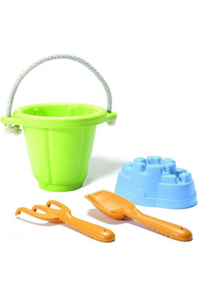 Green Toys Σετ Παιχνιδιού Άμμου με Κουβαδάκι Παραλίας και Αξεσουάρ, Πράσινο