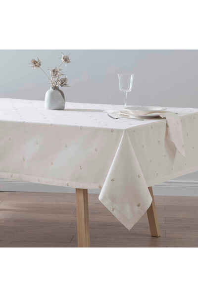 Linens Foglia 150x250 cm Masa Örtüsü Ekru-Gold