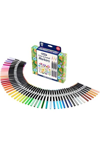 Crayola مجموعة أقلام تلوين وتحديد الألوان والتفاصيل |   50 قلم تحديد مزدوج ال...