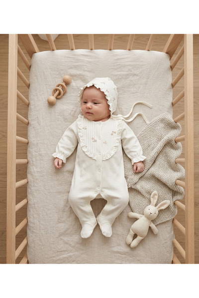 Mini Ropa Embroidered Jacquard Baby Girl Romper