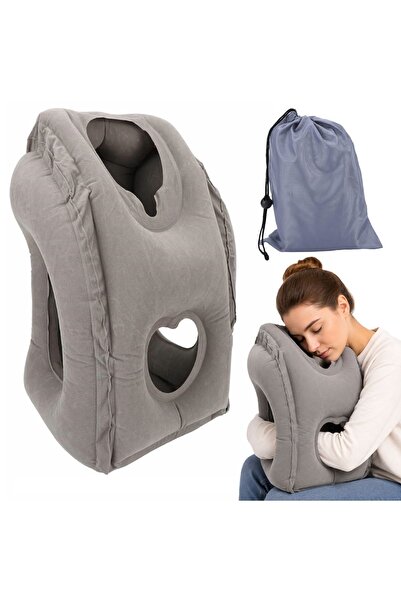 zola Perna calatorie gonflabila, ergonomica suport gat si cap, PVC catifea mo...