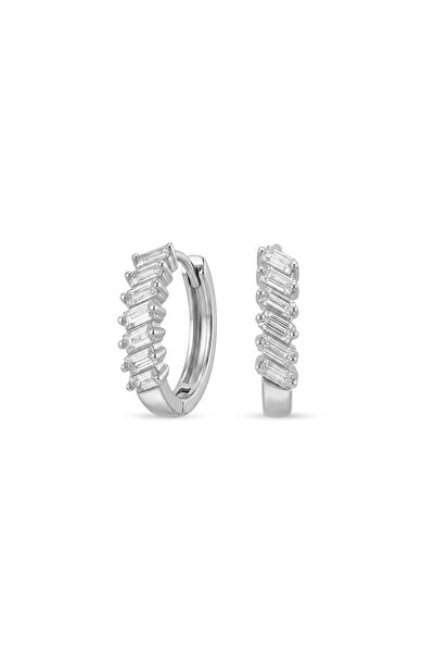 Charmist Steel Baguette Hoop Vela Earrings