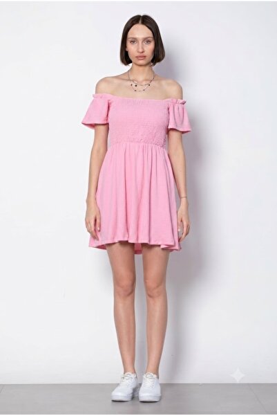 BERRU PAZARLAMA Puff Sleeve Waist Gathered Mini Dress