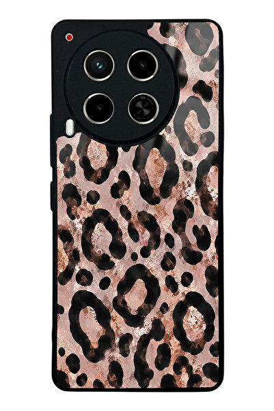 Spoyi Tecno Camon 30 Rose Gold Leopar Tasarımlı Glossy Telefon Kılıfı