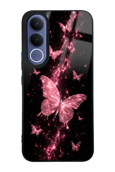 Spoyi Vivo V70 Fe Pink Galaxy Butterfly Design Glossy Phone Case