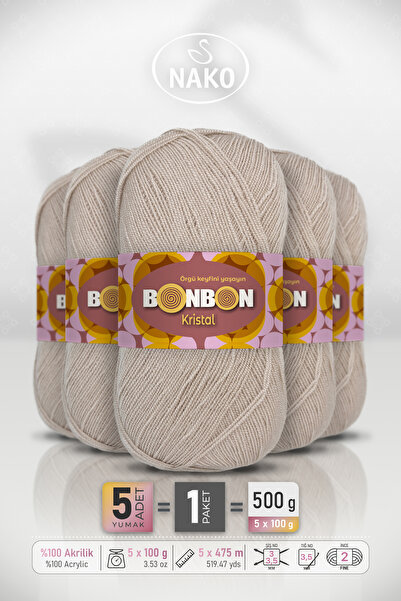 BONBON Κρύσταλ - Πέτρα (98330) - Συσκευασία 5 τεμαχίων - 100γρ/475μ - Νήμα γι...